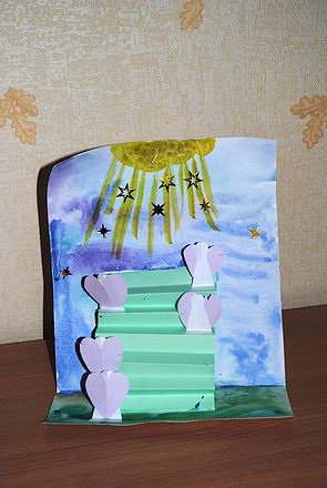 Лествица – Видение Иакова (Акварель, аппликация).